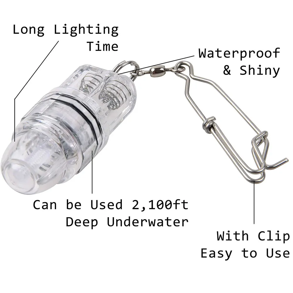 Deep Drop Underwater Fishing Flashing Light Bait Lure Squid Water-Triggered Design Fish Attracting Lamp LED Versatile Lights