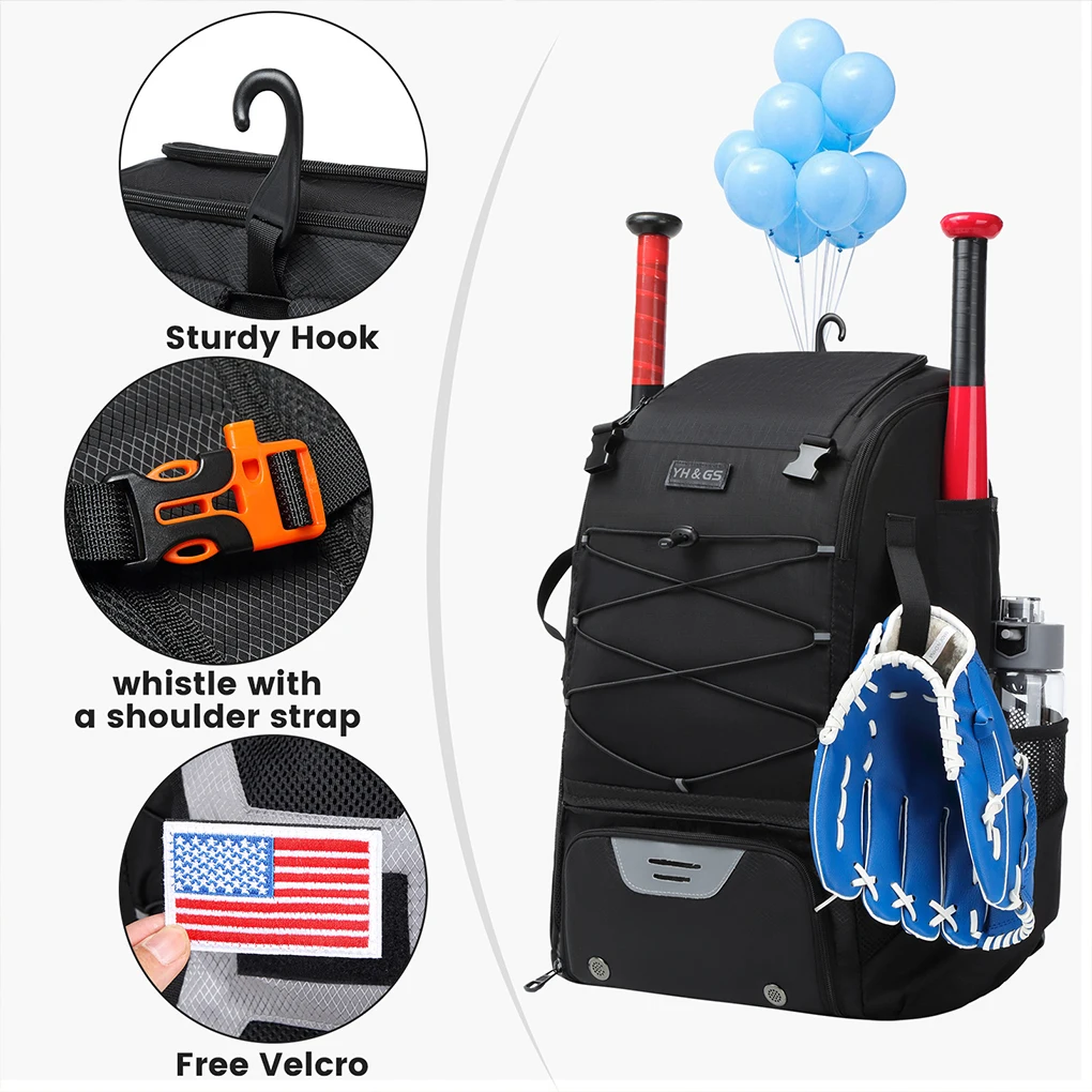 Softball Bag com bolsos molhados, leve e confortável, durável e impermeável, alta qualidade