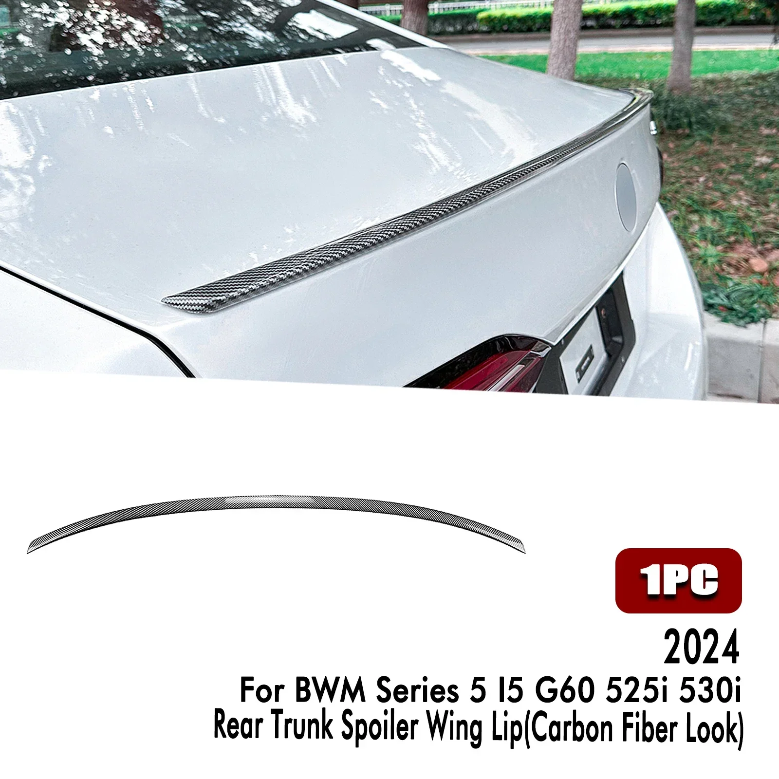 

New！ For BMW 5 Series i5 G60 520i 525i 528i 530i 535i 2024+ Rear Trunk Lid Spoiler Wing Carbon Fiber Look/Gloss Black Splitter L