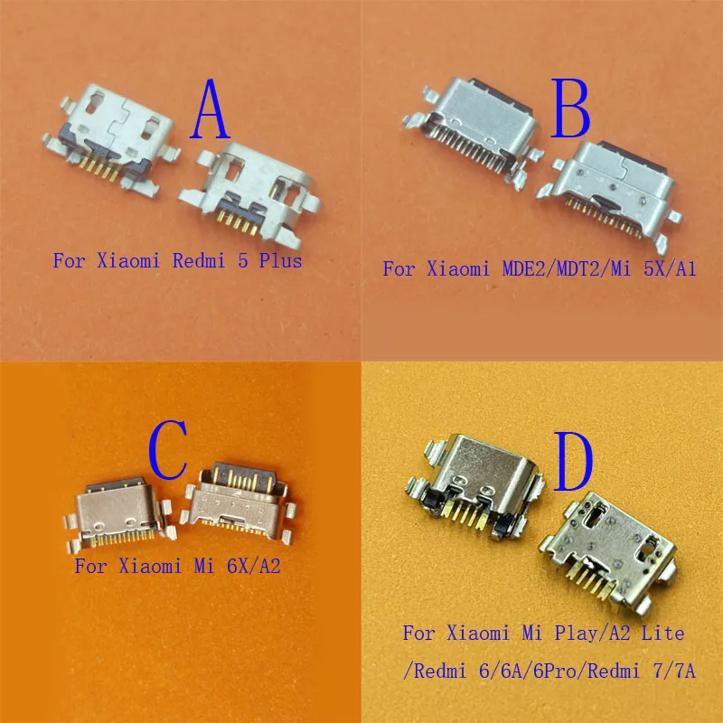 10-100Pcs Connector Plug Usb Charger Charging Dock For Xiaomi Mi Play 5X A1 6X Redmi A2 Lite 7 7A 5 Plus 6A 6 Pro 5Plus 6Pro
