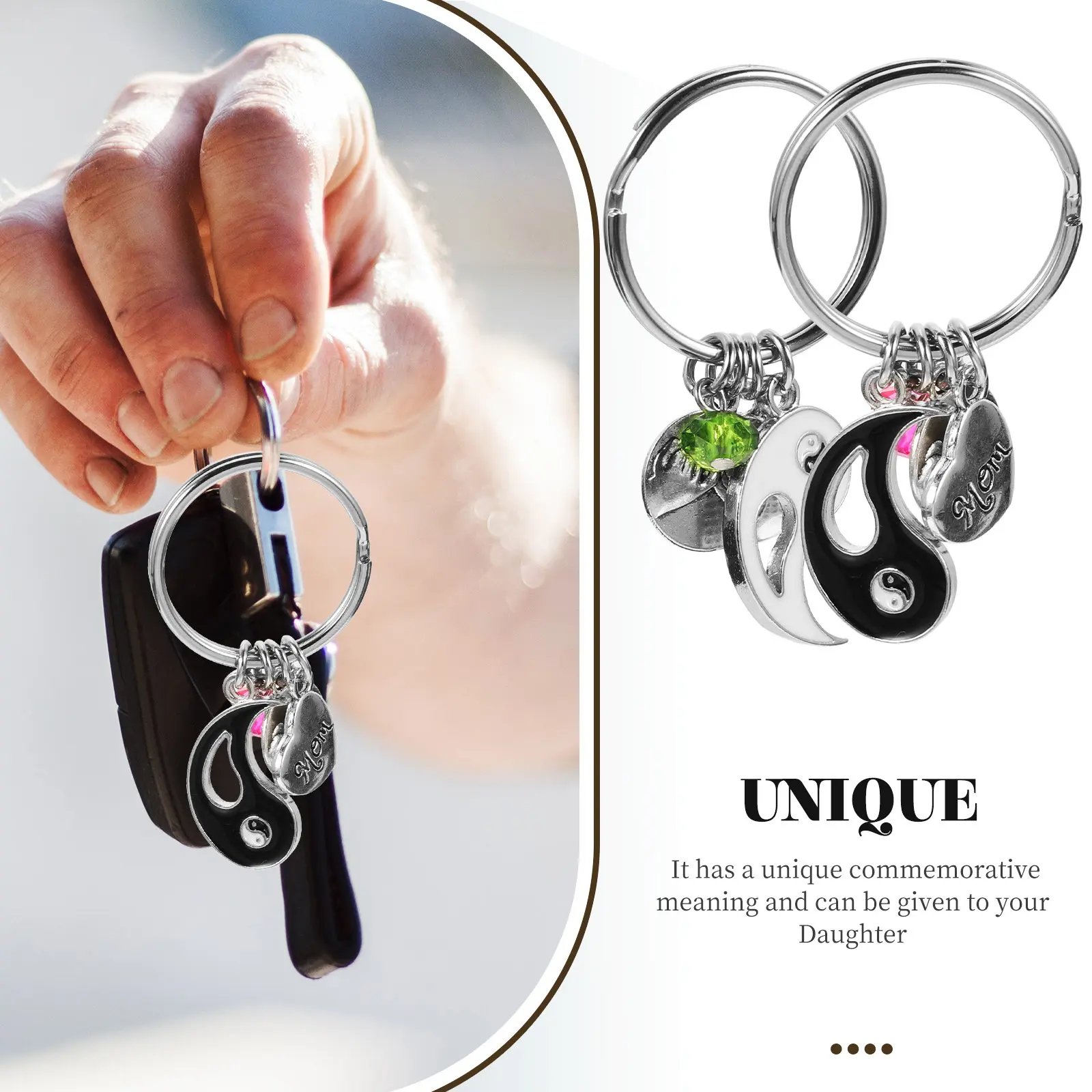 Matching Mom Daughter Keychains One Pair Alloy Key Rings Love Relationship Gift Bag Pendant Decoration