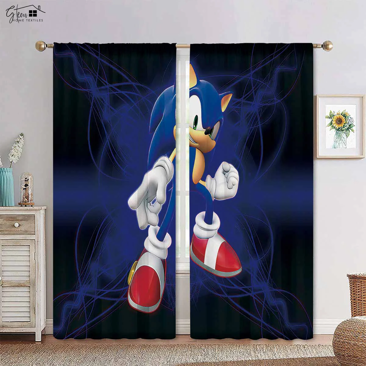 Cute Cartoon Printed Curtains Blackout Curtains Kids Room Dormitory Bedroom Living Room Kitchen Window Decoration Curtains 2PCS