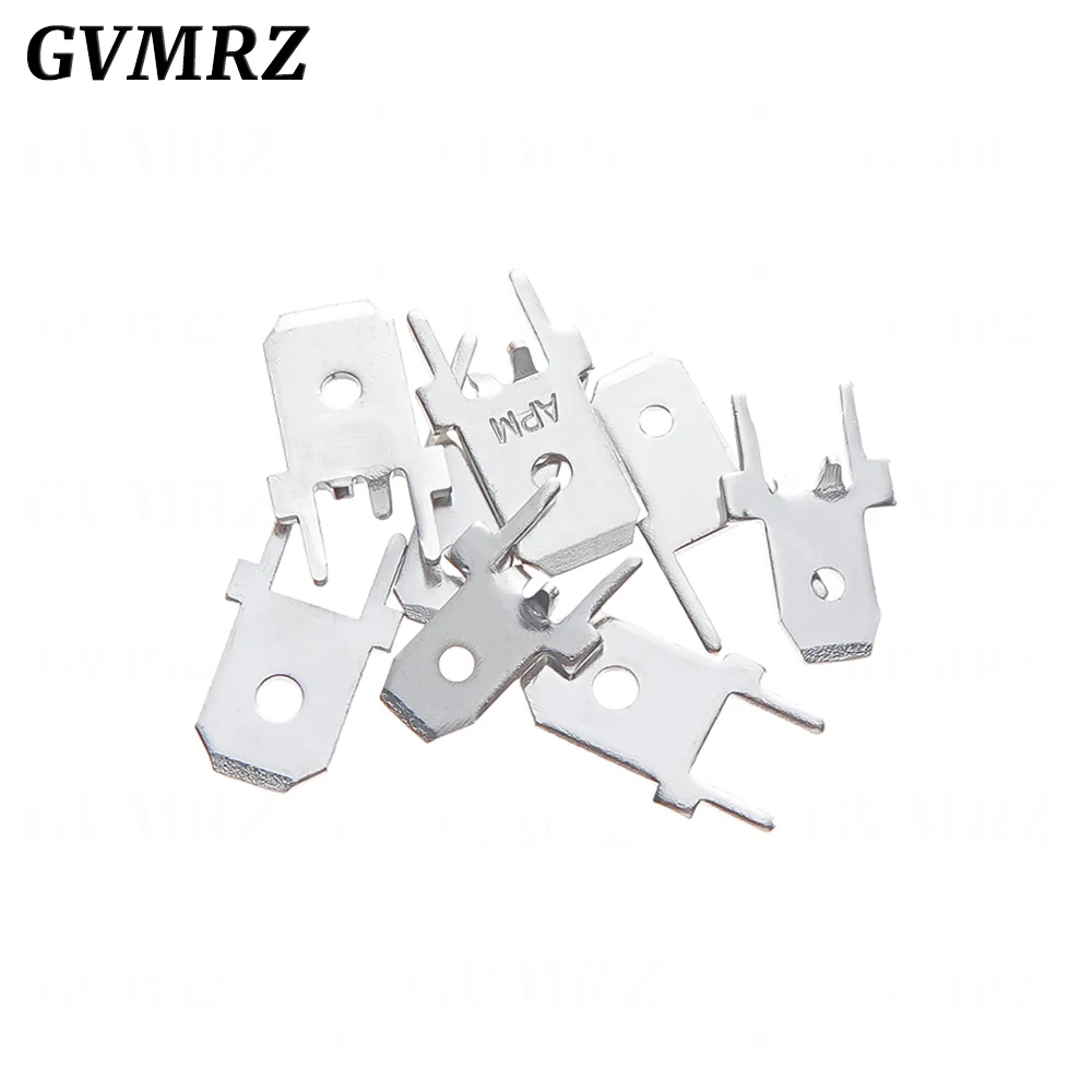 100PCS/lot  4.8mm 6.3mm PCB Spade Terminal Connector Cold Press Tab Solder Lug Male Crimp Terminal Plate for Circuit Board