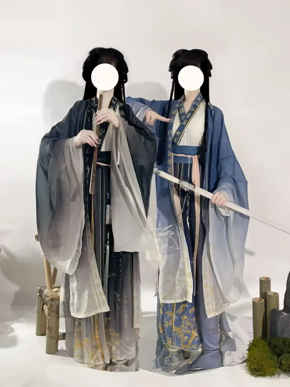 

2025 new Blossom Hanfu Wei Jin Style Big Sleeved Shirt With Cross Collar And Skirt For Couples Chinese Style Hanfu Clothes