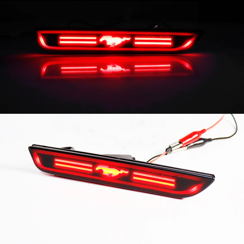 Car Front & Rear Side Marker Indicator LED Lights w/ Pony Style Logo For 2010-up Ford Mustang Turn Signal Lights Parking Lights