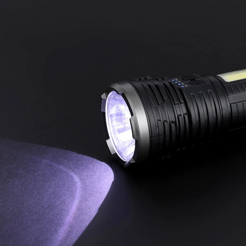 Linterna LED resistente al agua y a la compresión, luz fuerte de alta potencia con luz lateral