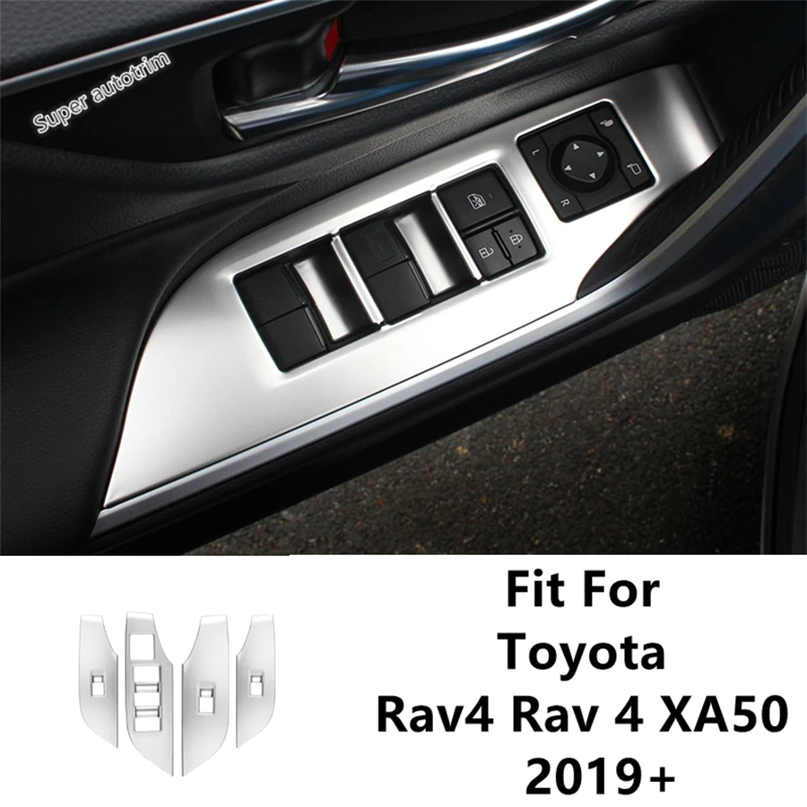 

Car Inner Door Armrest Window Glass Lift Button Panel Cover Trim For TOYOTA RAV4 RAV 4 XA50 2019 - 2024 Carbon Fiber Accessories