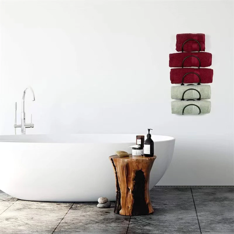 Black Iron Bathroom Towel Rack Wall-Mounted Wine Rack Multifunctional Storage Shelf With Multiple Layers Towel Rack