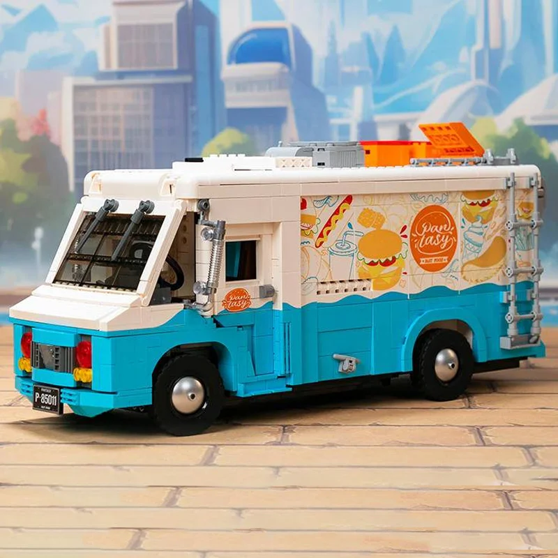 Creative Expert MOC Pantasy 85011 Retro Food Truck Motorhome RV Car Model 2300PCS Building Blocks Brick Puzzle Toys for Gift