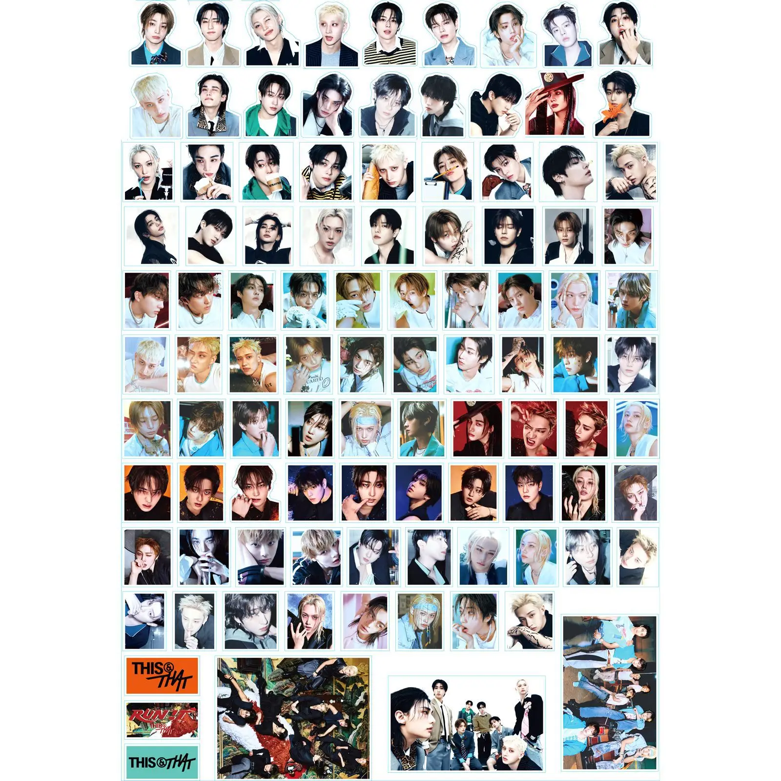 100PCS Boy Group Fan Style Doodle Stickers DIY Photocard Decor Inspired This & That Theme for Album Scrapbook Journal