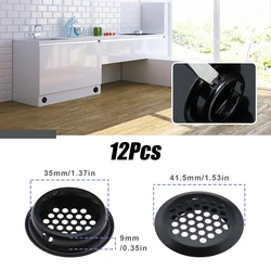 12pcs Round Cabinet Air Duct Vent Dia.35mm Steel Louver Mesh Hole Plug Decoration Cover Wardrobe Grille Ventilation Systems