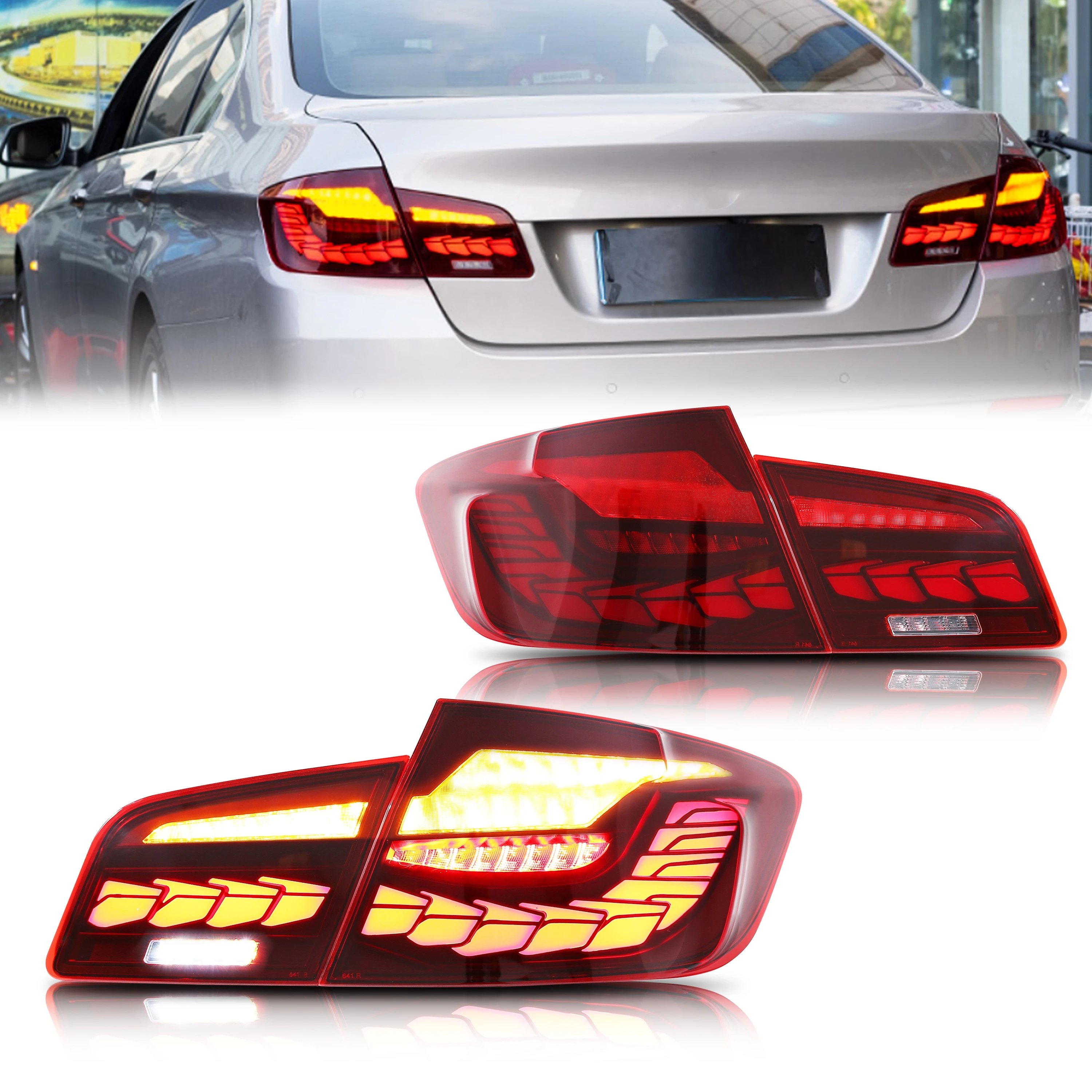 

Светодиодные задние фонари GTS для BMW 5-Series 2011-2016 F10 M5 525 528 530 Последовательный указатель поворота Красные задние фонари в сборе [не подходящие G30]