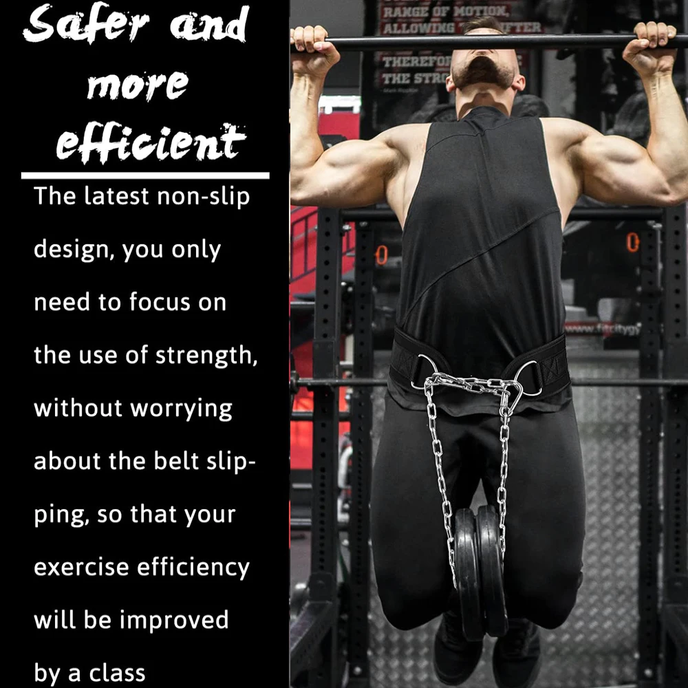 Pull Up Weight Belt with Chain GYM Workout Powerlifting Squat Belt Fitness Crossfit Exercise WeightLifting Heavy Duty Steel