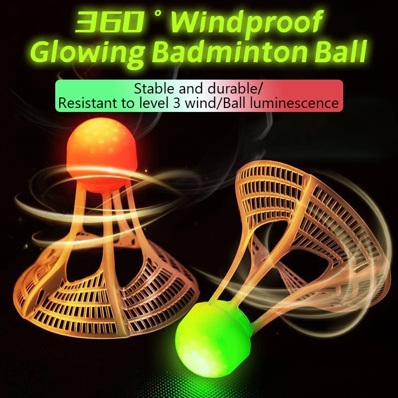 1pc Glow-In-The-Dark Windproof Badminton Shuttlecock Ball Wind Resistance Training Accessoires Night Outdoor Sport Supplies