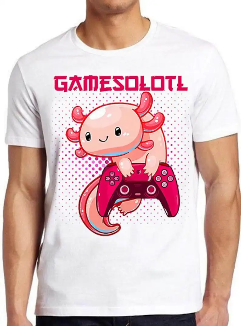 

Футболка для геймеров Axolotl Lover Cute Axolotls, дизайн онлайн-игр, музыка, шутка, модное искусство, ретро, забавная пародия, подарок, футболка 1559