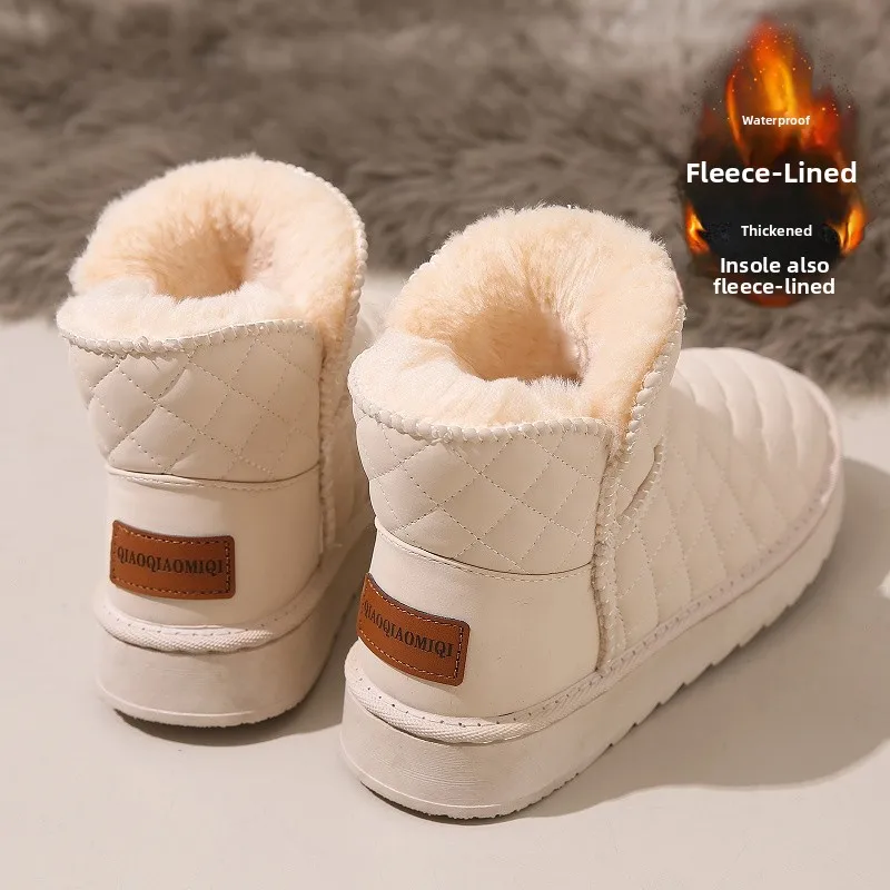 

Women's Winter Thickened Fleece Lined Snow Boots Outdoor Anti-Cold Bread Shoe Warm Cotton Shoes Slip-On round Toe Casual Style