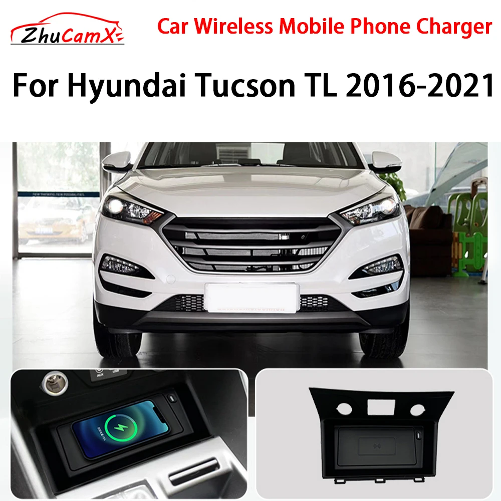 

Car Wireless Mobile Phone Charger Center Console Storage QI 18W iPhone fast charge for Hyundai Tucson TL 2016-2021