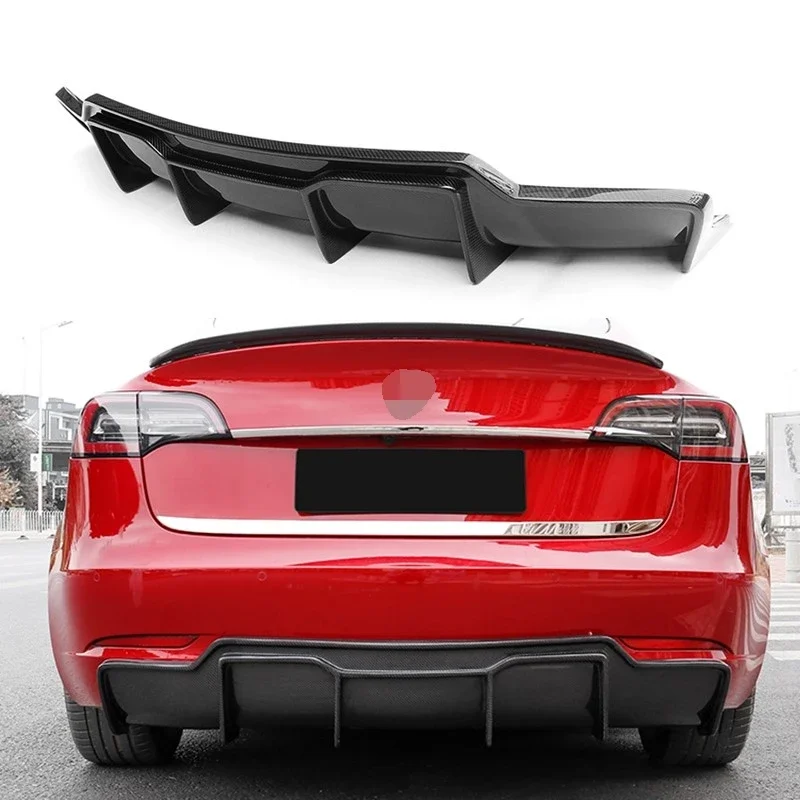 

Carbon Fiber Rear Bumper Diffuser Spoiler Chin for Tesla Model 3 Rear Lip Diffuser Protector 2015 2016 2017 2018 2019
