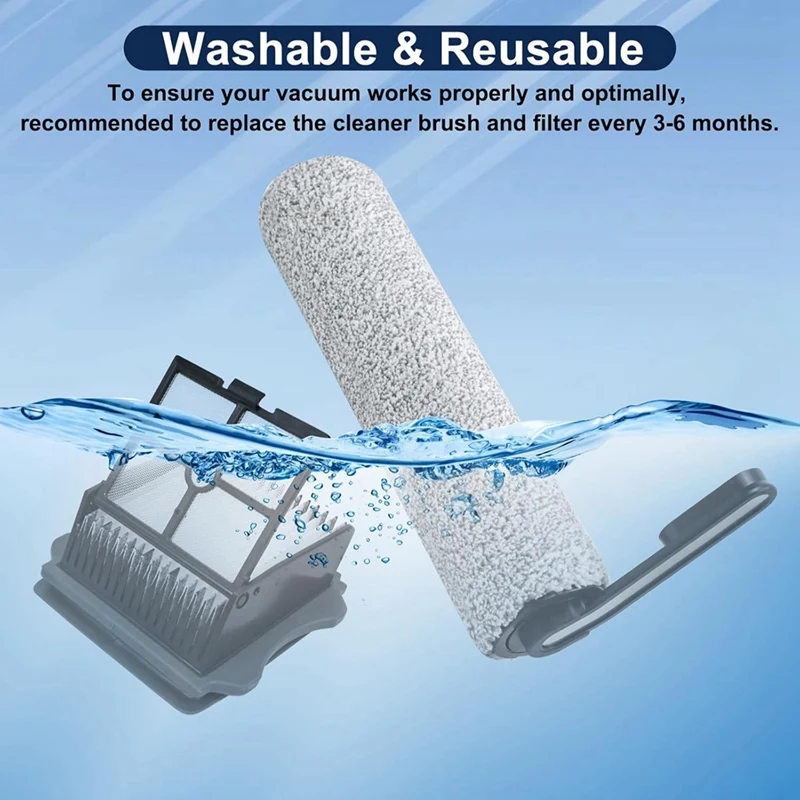 HEPA Filter and Brush Roller Set for Floor ONE S5 & S5 PRO & S5 PRO 2 & IFLOOR 5 Cordless Wet Dry Vacuum Cleaner-A49I