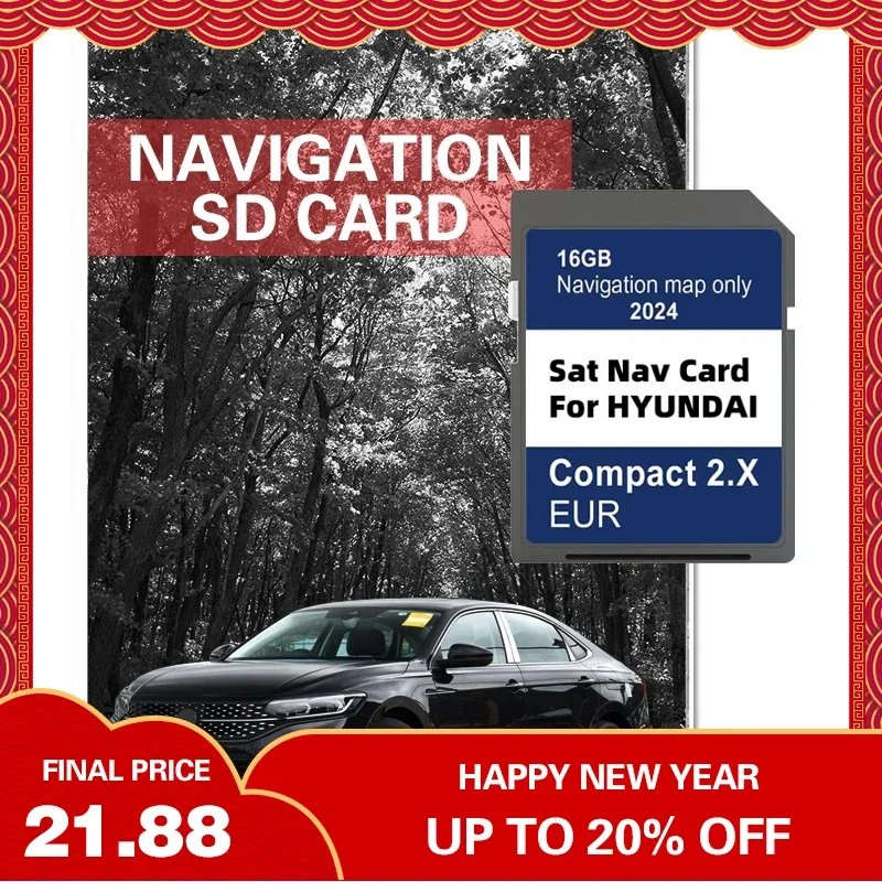 2024 Version Maps Europe UK Navigation GEN2 for Hyundai Compact 2.X H1/i20/Santa Fe/Grand Santa Fe/Tucson Car SD GPS Card 16GB