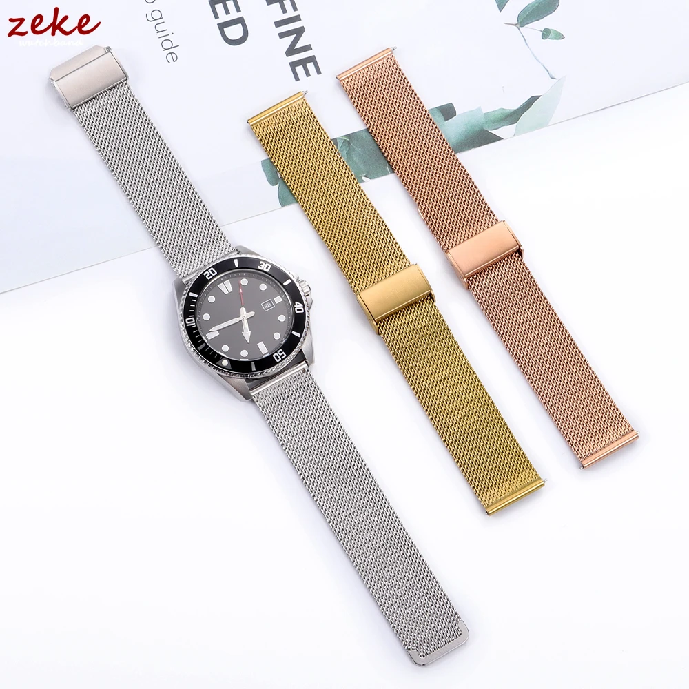 18mm 20mm 22mm Universal Milanese Watch Band Quick Release Bracelet for Huawei Watch GT5 GT4 Mesh Stainless Steel Silver Strap