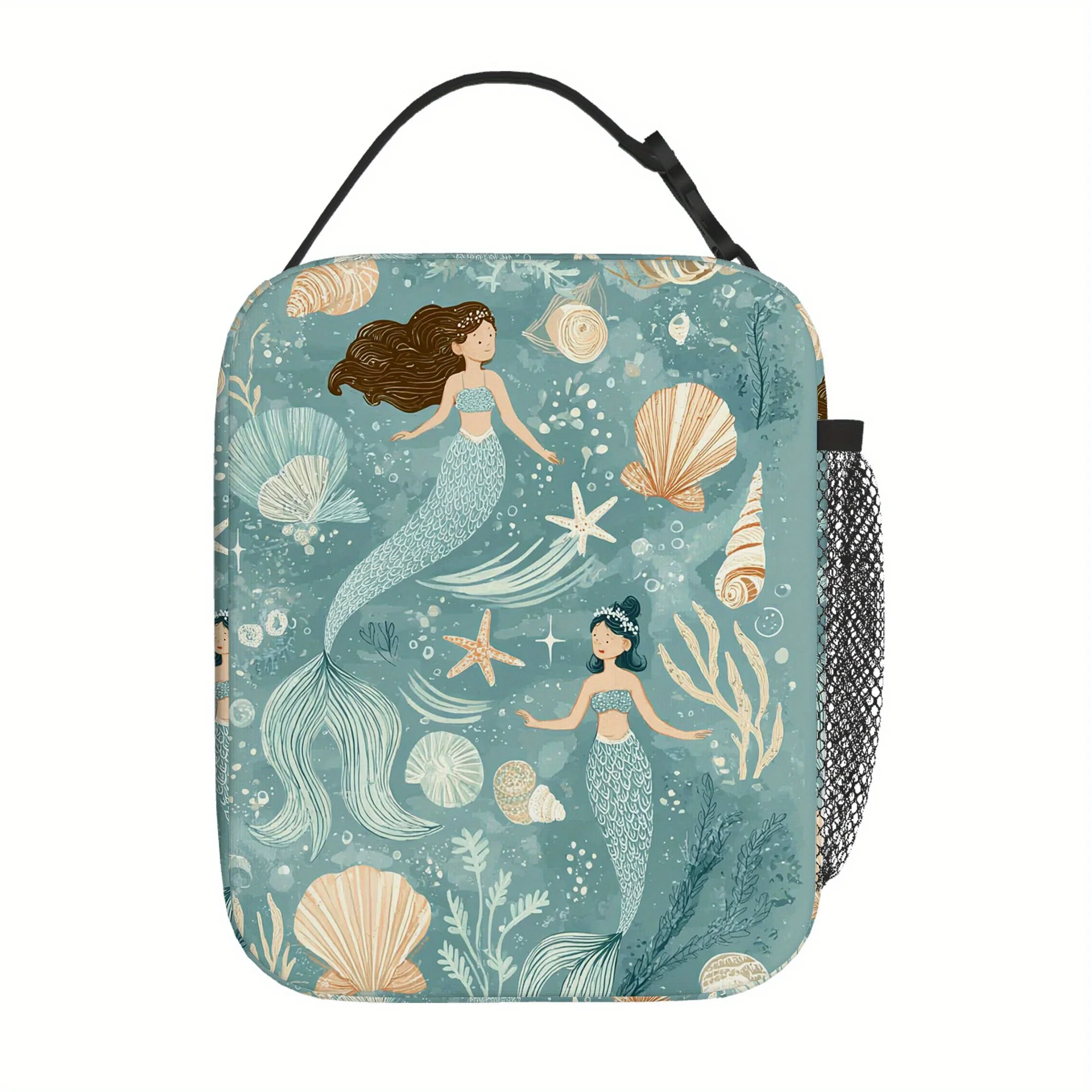 1pc Featuring Mermaids, Shells Stars And an Underwater Theme This Printed Thermal Bag Is Insulated And Designed
