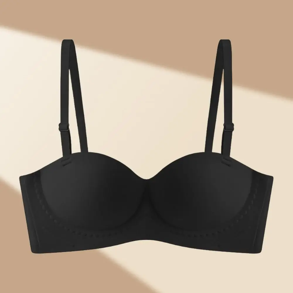 บราไร้สายแบบนุ่มบาง ทรงวีลึก ไร้รอยต่อ สีพื้น สำหรับผู้หญิง บราไร้ตะเข็บ ปรับระดับได้ สำหรับสาวๆ