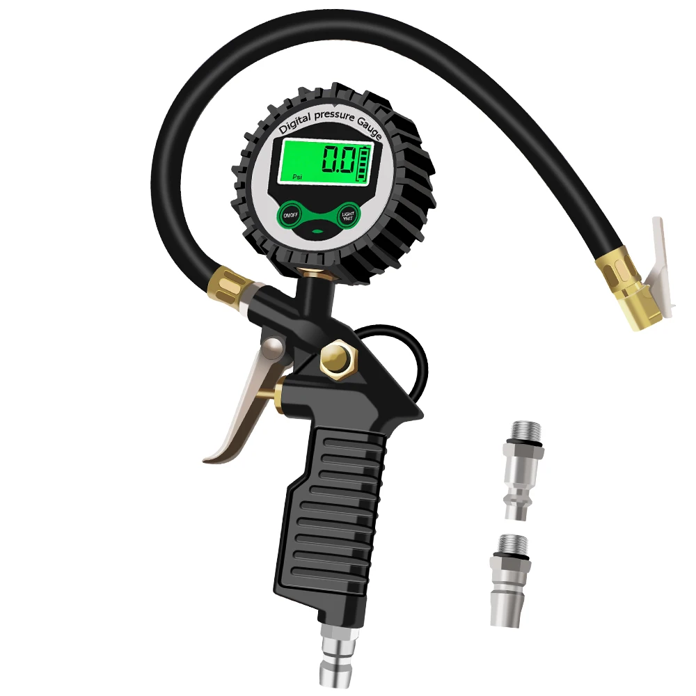 Car EU Tire Air Pressure Inflator Gauge Inflation Monitoring Manometer LED Backlight Vehicle Tester Digital LCD Display