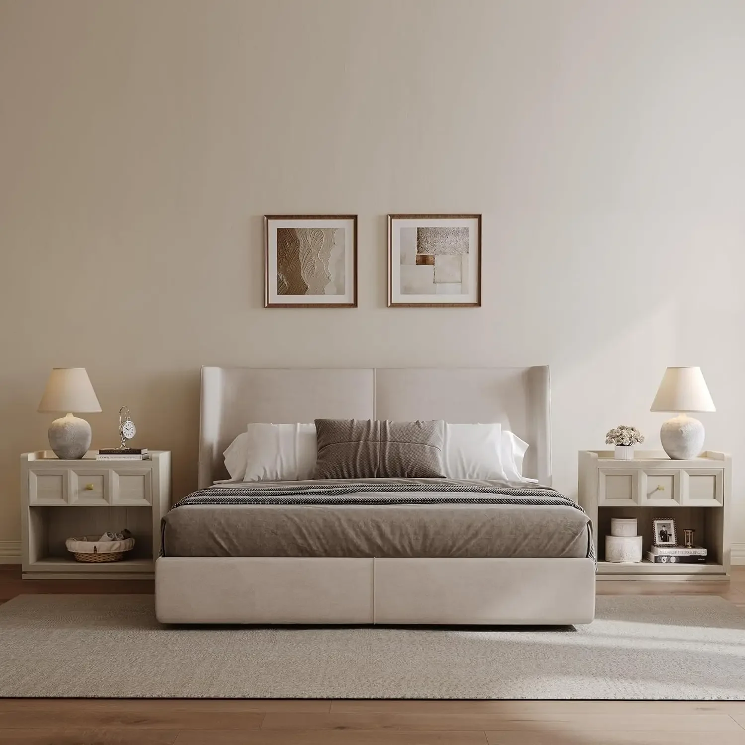 [صفقة ساخنة، عرض وقت محدود! ]طقم حامل ليلي 2، طاولات ليلية واسعة مقاس 26 بوصة مع درج، طقم منضدة كبيرة بحجم كوين مكونة من قطعتين، مودر