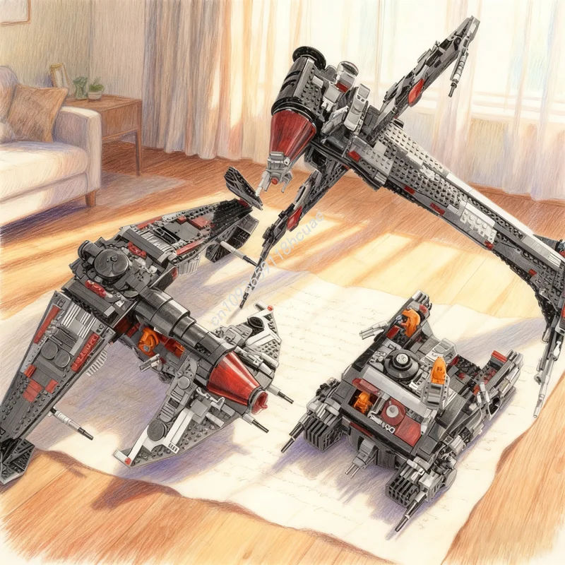 

1461pcs MOC 3 1 Dark Falcon Collection Series 2 Star Battle Model Building Blocks Construction Festival Gifts Toys Idea