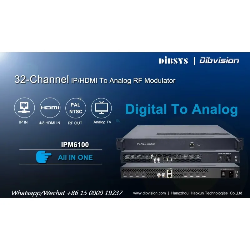 Digital Tv Converter to Analog Rf Out Ip to Pal Modulator Ntsc Pal-m Pal-dk