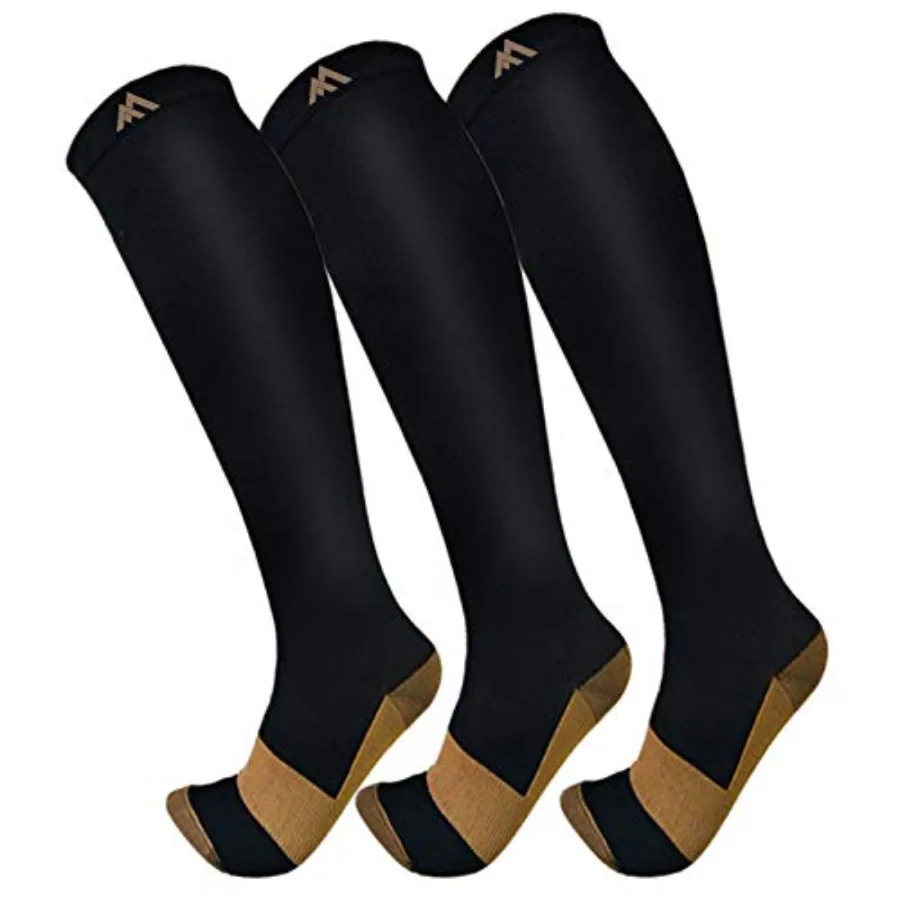 

FuelMeFoot 3 Pack Copper Compression Socks - Compression Socks Women and Men Circulation - Best for Medical, Running, Athletic
