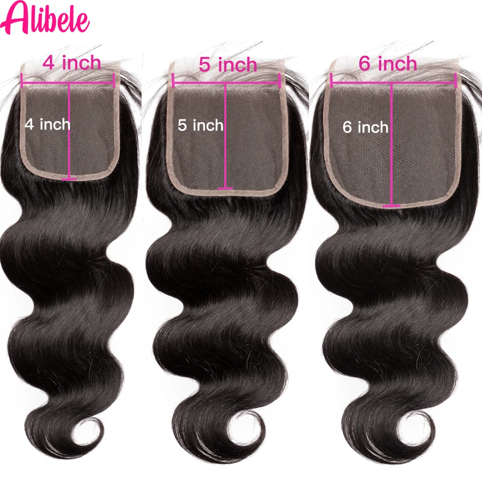 Alibele 6X6 5X5 4X4 Hd Transparante Kanten Sluiting Met Body Wave Bundels Malaysia Natural Remy Hair Weave Bundels Met Laceclosure