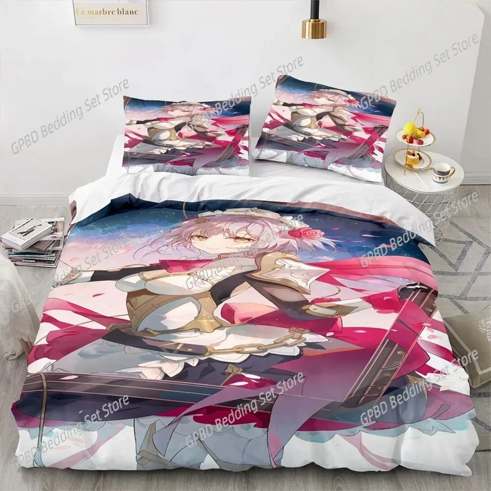 

3D Print Anime Game Genshin Impact Comfortable Duvet Quilt Cover Pillowcase Bedding Set Children Bedroom Decoration Home Textile