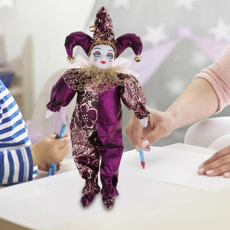 

CORB Festival Theme Clown Figurine Doll with Ceramic Body and Iron Base Poseable Limb