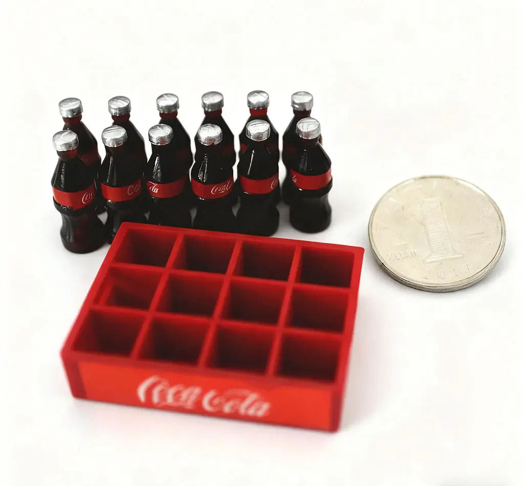 3picecs 1:12 مقياس زجاجات فحم الكوك المصغرة في سلة-ملحقات بيت الدمى BJD لتقوم بها بنفسك ديكور المناظر الطبيعية الصغيرة لعبة طعام مزيفة #4