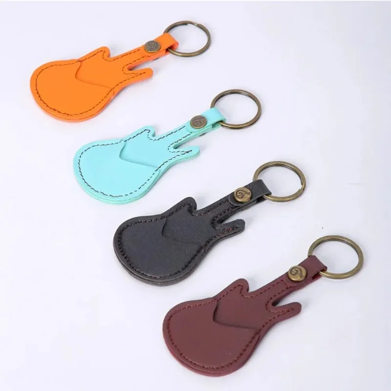 Guitar Picks Holder Bag PU Leather Guitar Picks Protector Covers Organizer Keychain Portable Guitar Picks Case Sleeve