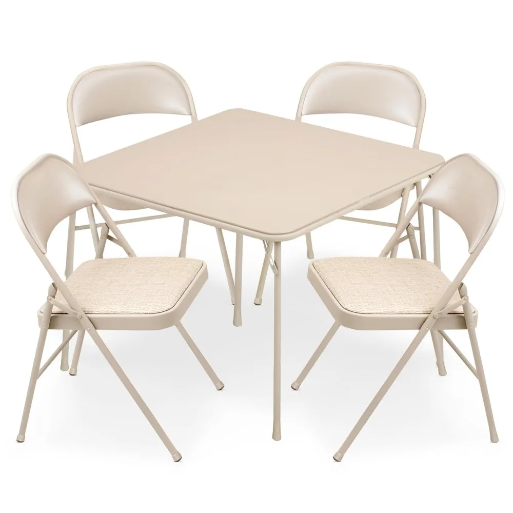 

Comfort 5 Piece 34 x 34 Inch Square Folding Dining Card Table with 4 Padded Folding Chairs Furniture Set , Customized