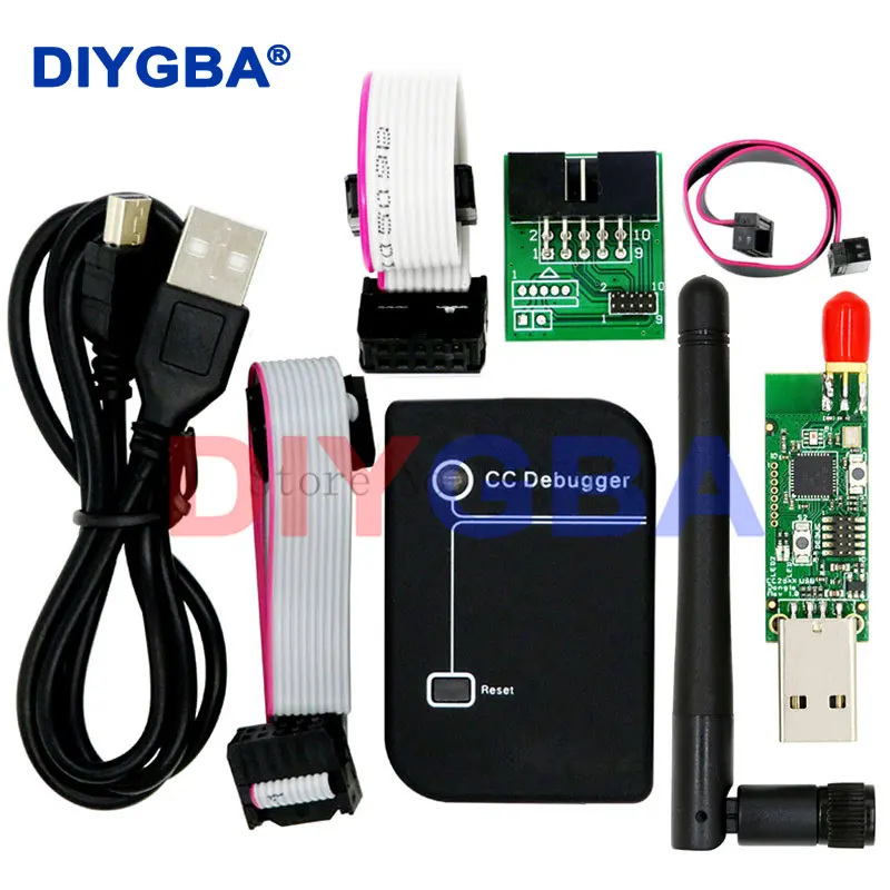 Zigbee Emulator CC-Debugger USB Programmer CC2540 CC2531 Sniffer with antenna Bluetooth Module Connector Downloader Cable