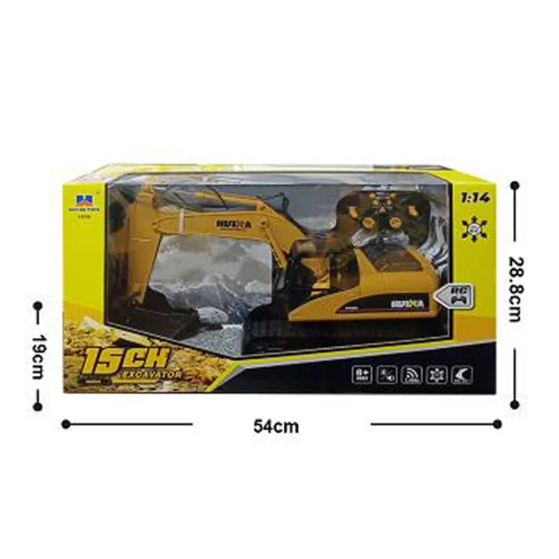 جديد 1535 HUINA 1/14 RC حفارة كهربائية التحكم عن بعد حفار 15CH 2.4G راديو الانتهاء من لعبة نموذج بطارية تأثيرات ضوئية الصوت