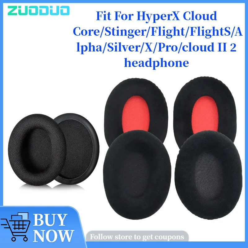

Ear Pads For HyperX Cloud Core/Stinger/Flight/FlightS/Alpha/Silver/X/Pro/cloud II 2 Headphone Replacement Leather Pads Foam Pads