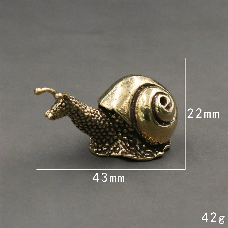 Mini adorno de Caracol de Mascota de té, estatuilla en miniatura de Animal de latón antiguo, artesanía Retro de cobre puro, decoración de escritorio