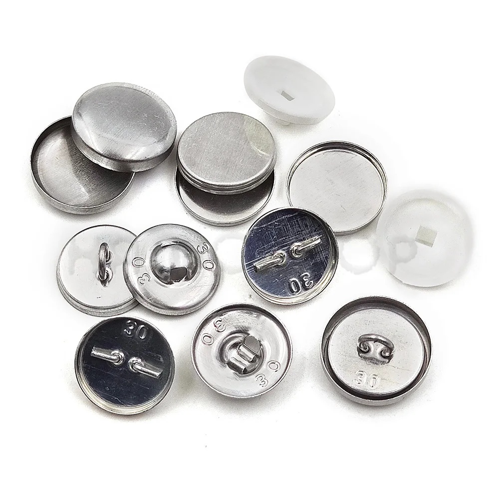 100Set/lot #16-60 Round Aluminum Covered Button Metal Bread Shape Cloth Fabric Cover Buttons With Tool For Handmade DIY Sewing