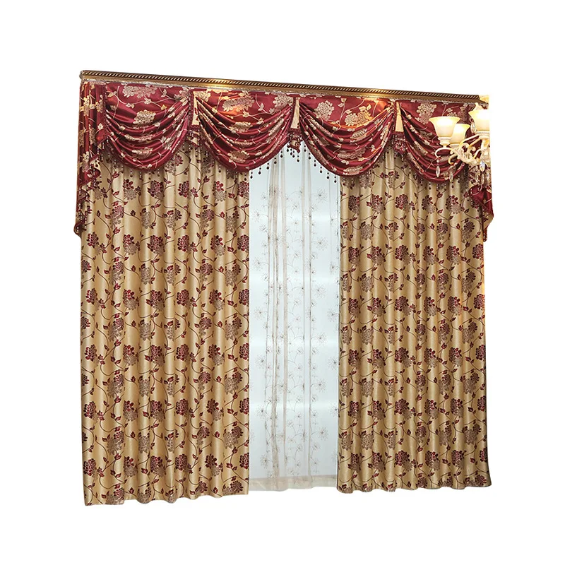 (121) Customized Factory Direct Sales Jacquard Blackout Fabric European Style Finished Curtains