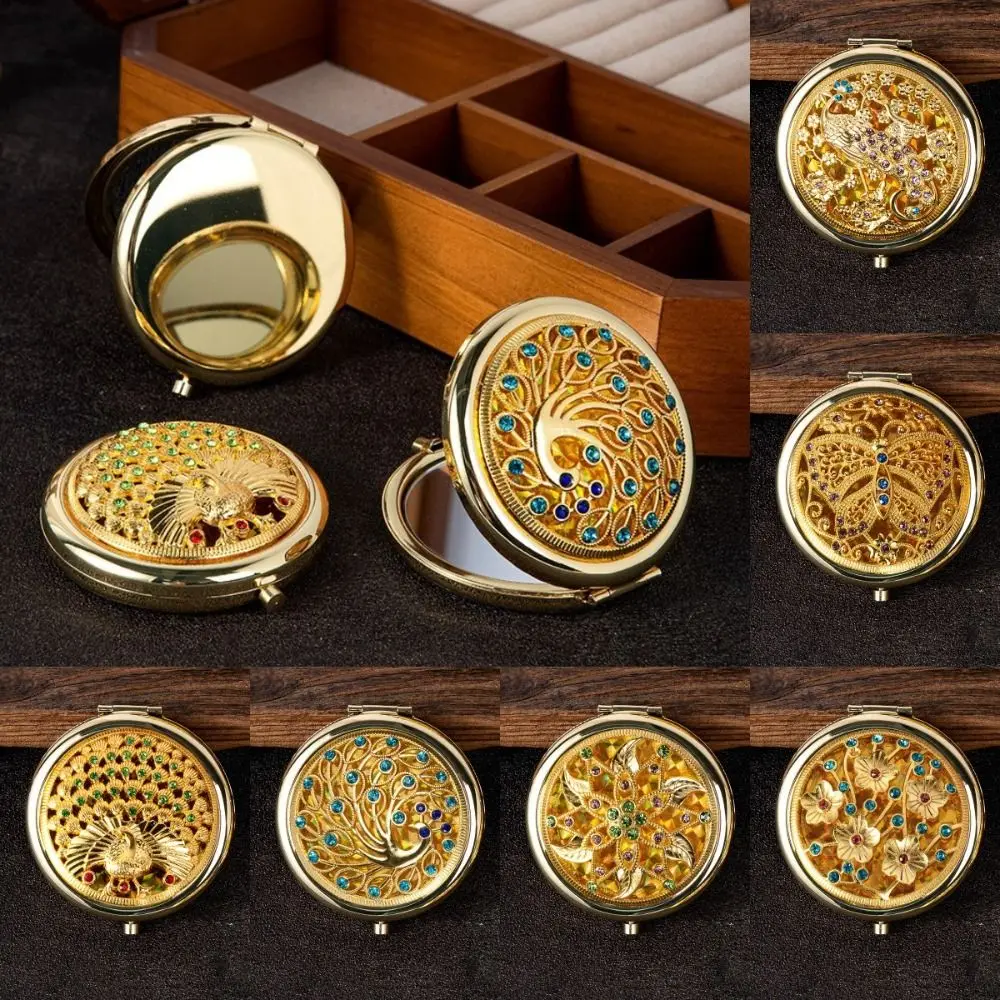 

Luxurious Metal Exquisite Mirror Gliter Crystal Portable Mirror Elegant Decorative Pocket Mirror Women