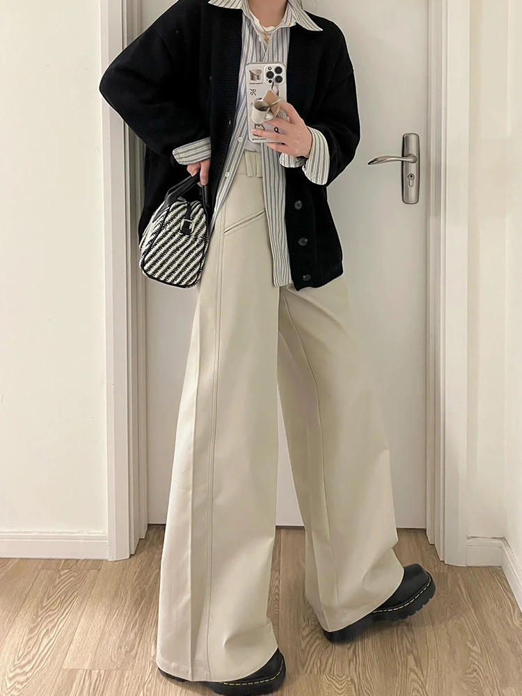 

ZHISILAO Vintage High Waist Wide Leg Pants Women Casual Loose Full Length Trousers Autumn Winter 2024