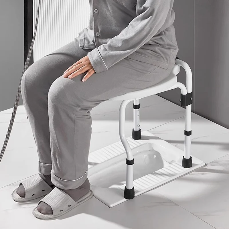 

Portable Folding Commode Chair for Pregnant Women and Elderly Squat to Toilet Seat Converter Non-Slip Bathroom Safety Stool