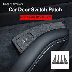 For Tesla Model Y/3 Car Door Switch Patch Alcantara Car Door Window Button Sticker Interior Accessories Modification Decoration