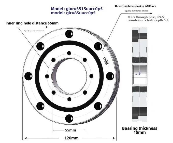 ru85uucc0p5-inner-ring-bore-ф65mm-outer-ring-bore-ф105mm-rotary-table-rotation-support-bearing-cross-roller