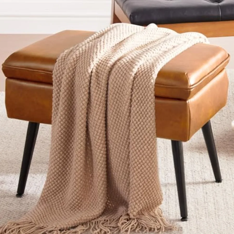 

Storage Ottoman Upholstered Stool with Padded Seat Tufted Vanity Stool with Metal Legs Accent Stool Faux Leather